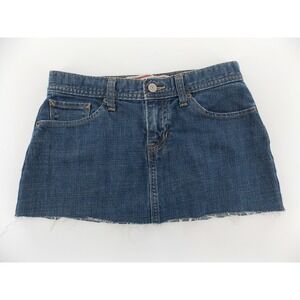 Gap Denim Skirt Mini Micro Raw Hem Y2K Women Size 1 Blue